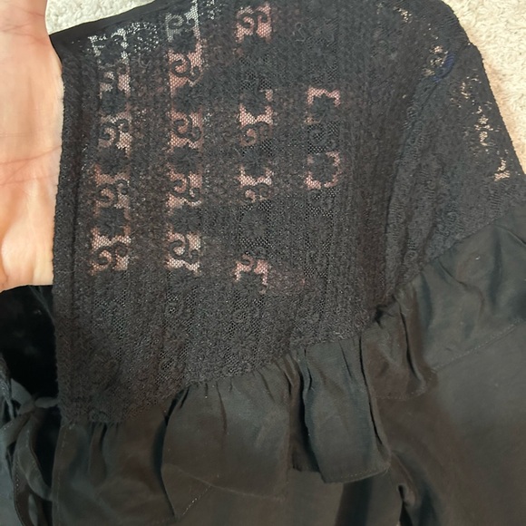 Lace Babydoll Mini Dress Long sleeve Dark Romantic Goth Black Bow Y2K 90, Medium - Picture 8 of 11